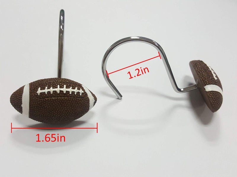 Faitove Football Shower Curtain Hooks Boys Sports Bathroom Rod Decorative Rings - Set of 12 - Image 5